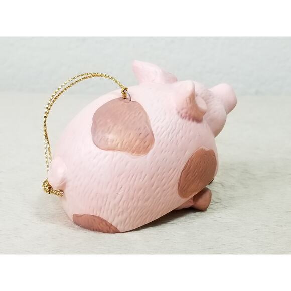 Christmas Tree Ornament Pink Pig w/ Dangling Legs Ceramic 3" RR Roman 90s Vtg - Picture 6 of 13